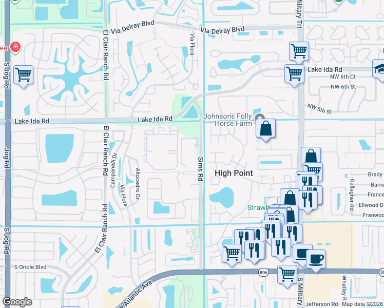 map of restaurants, bars, coffee shops, grocery stores, and more near 5622 Nepsa Way in Delray Beach