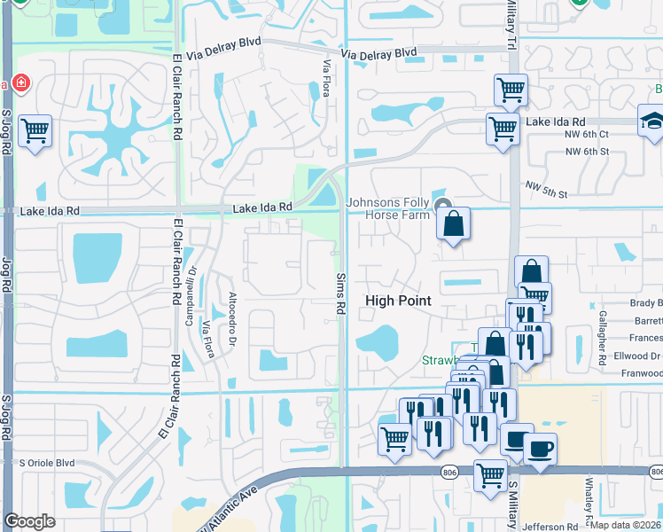 map of restaurants, bars, coffee shops, grocery stores, and more near 5634 Nepsa Way in Delray Beach