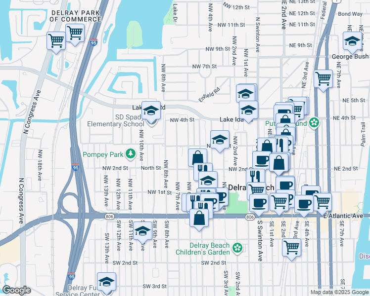 map of restaurants, bars, coffee shops, grocery stores, and more near 309 Northwest 6th Avenue in Delray Beach
