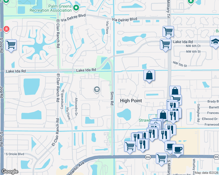 map of restaurants, bars, coffee shops, grocery stores, and more near 5634 Nepsa Way in Delray Beach