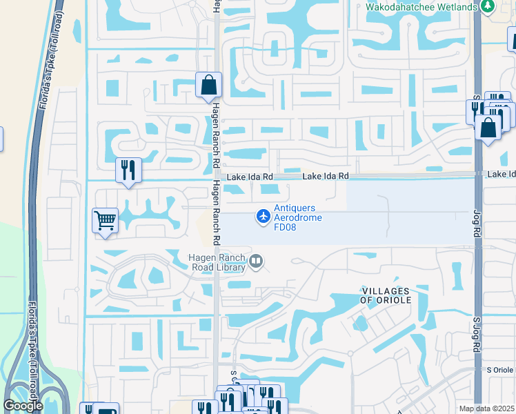 map of restaurants, bars, coffee shops, grocery stores, and more near 7389 Serrano Terrace in Delray Beach