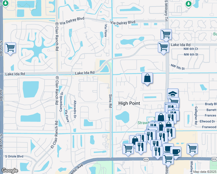 map of restaurants, bars, coffee shops, grocery stores, and more near 5562 Nepsa Way in Delray Beach