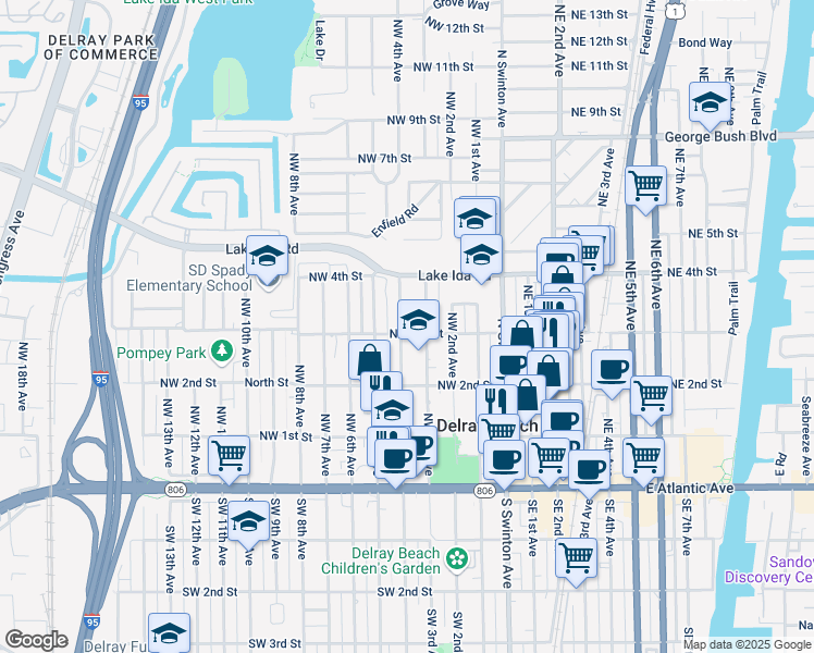 map of restaurants, bars, coffee shops, grocery stores, and more near 310 Northwest 4th Avenue in Delray Beach