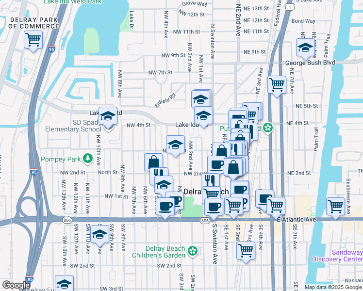 map of restaurants, bars, coffee shops, grocery stores, and more near 309 Northwest 3rd Avenue in Delray Beach