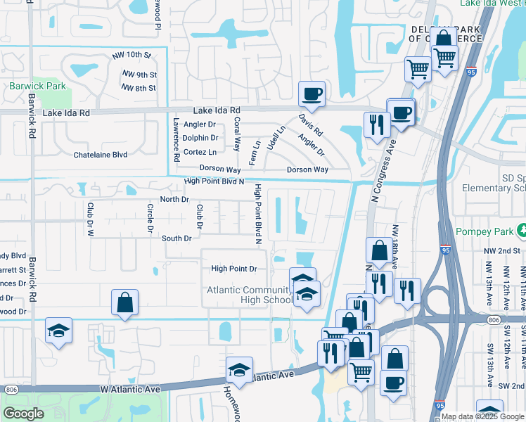 map of restaurants, bars, coffee shops, grocery stores, and more near 312 West Coral Trace Circle in Delray Beach