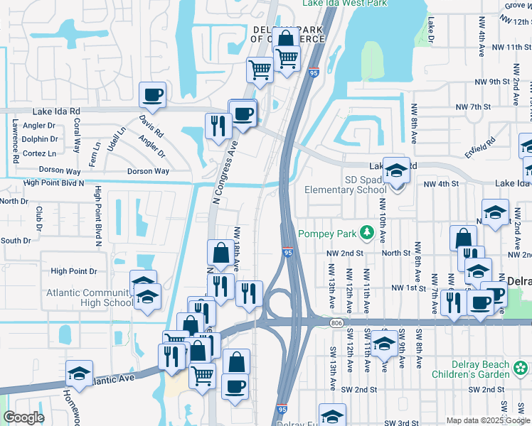 map of restaurants, bars, coffee shops, grocery stores, and more near 1720 Depot Avenue in Delray Beach