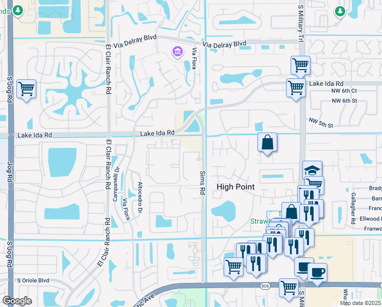 map of restaurants, bars, coffee shops, grocery stores, and more near 5562 Nepsa Way in Delray Beach