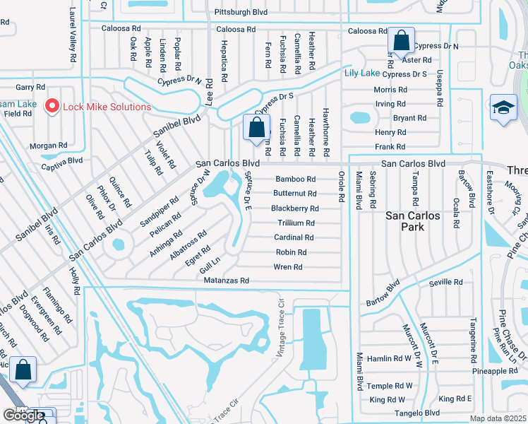 map of restaurants, bars, coffee shops, grocery stores, and more near 8337 Trillium Road in Fort Myers