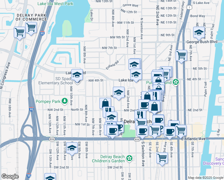 map of restaurants, bars, coffee shops, grocery stores, and more near 310 Northwest 4th Avenue in Delray Beach