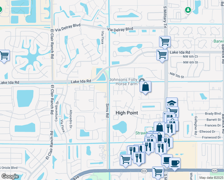 map of restaurants, bars, coffee shops, grocery stores, and more near 14115 Nesting Way in Delray Beach