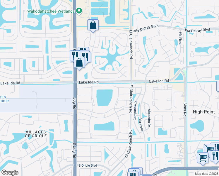 map of restaurants, bars, coffee shops, grocery stores, and more near 6096 Huntwick Terrace in Delray Beach