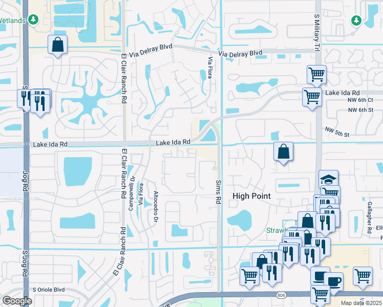 map of restaurants, bars, coffee shops, grocery stores, and more near 14195 Pacific Point Place in Delray Beach
