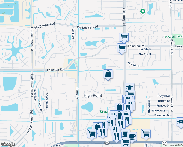 map of restaurants, bars, coffee shops, grocery stores, and more near 14060 Nesting Way in Delray Beach
