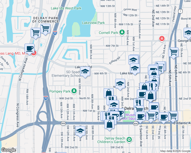 map of restaurants, bars, coffee shops, grocery stores, and more near 352 Northwest 7th Avenue in Delray Beach