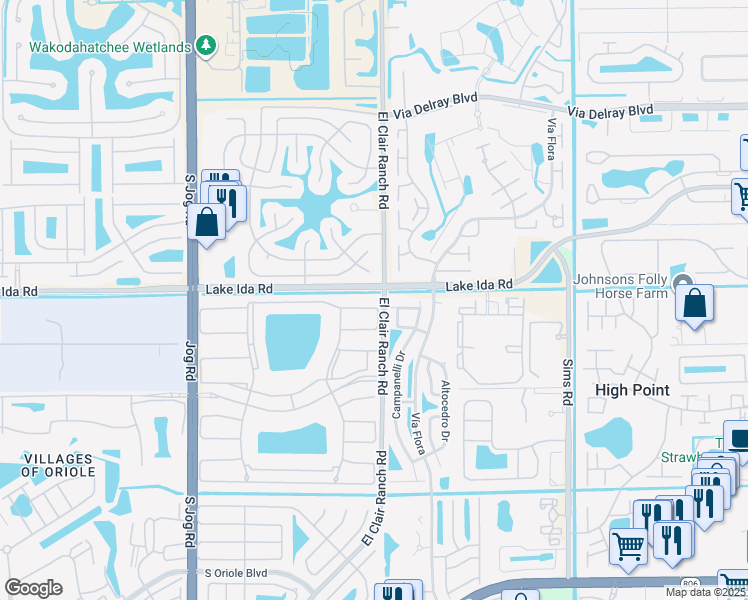 map of restaurants, bars, coffee shops, grocery stores, and more near 13971 Packard Terrace in Delray Beach