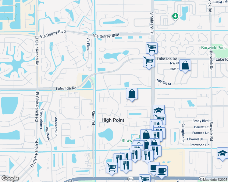 map of restaurants, bars, coffee shops, grocery stores, and more near 14060 Nesting Way in Delray Beach
