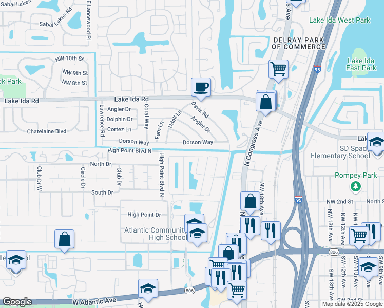 map of restaurants, bars, coffee shops, grocery stores, and more near 2473 North Coral Trace Circle in Delray Beach