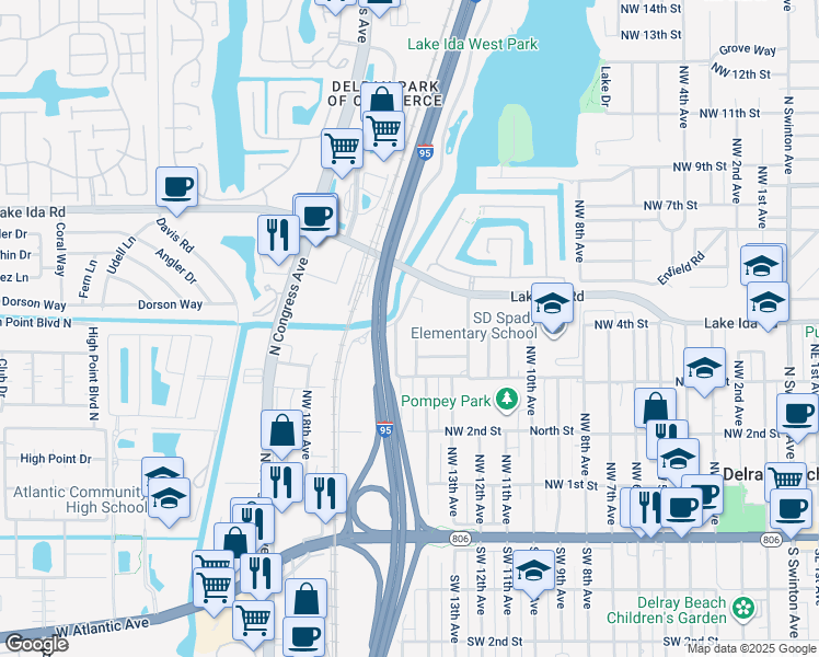 map of restaurants, bars, coffee shops, grocery stores, and more near 330 Washington Avenue in Delray Beach