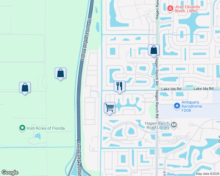 map of restaurants, bars, coffee shops, grocery stores, and more near 7732 Mansfield Hollow Road in Delray Beach