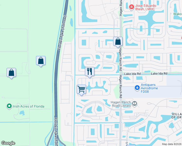 map of restaurants, bars, coffee shops, grocery stores, and more near 7692 Mansfield Hollow Road in Delray Beach