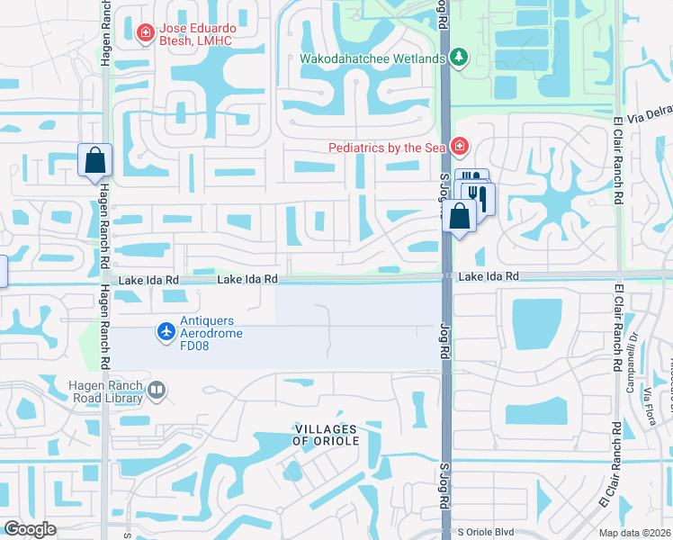 map of restaurants, bars, coffee shops, grocery stores, and more near 6728 Vía Roma in Delray Beach
