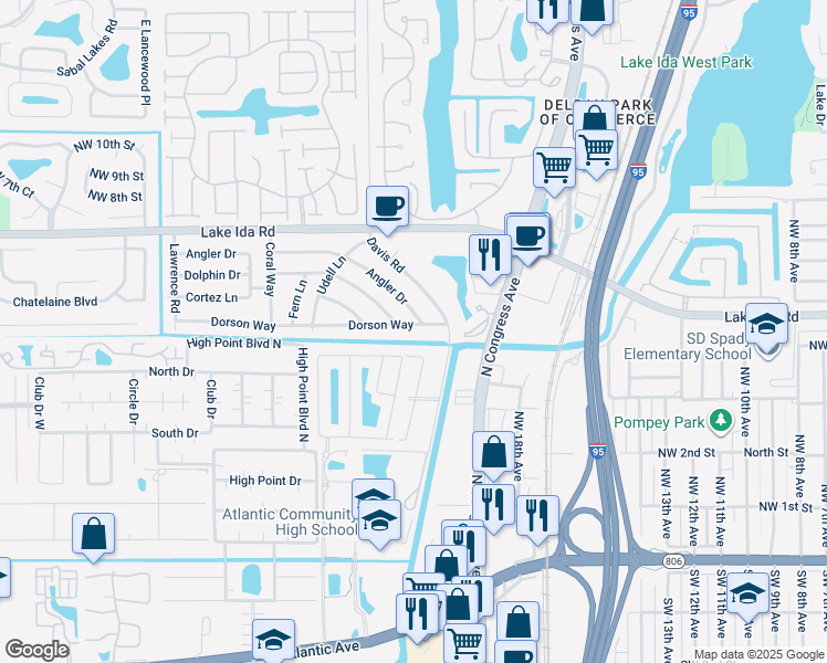 map of restaurants, bars, coffee shops, grocery stores, and more near 2144 Dorson Way in Delray Beach