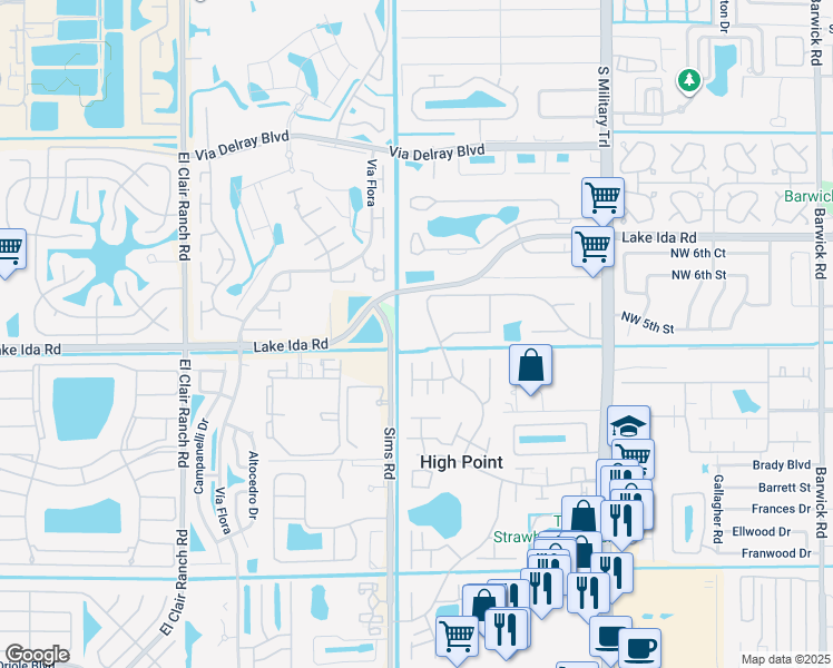 map of restaurants, bars, coffee shops, grocery stores, and more near 13965 Nesting Way in Delray Beach