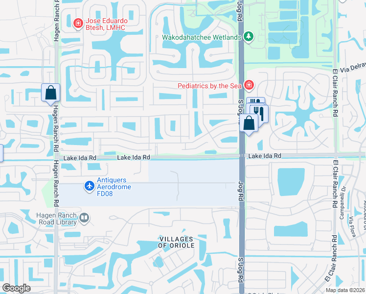 map of restaurants, bars, coffee shops, grocery stores, and more near 6723 Vía Roma in Delray Beach