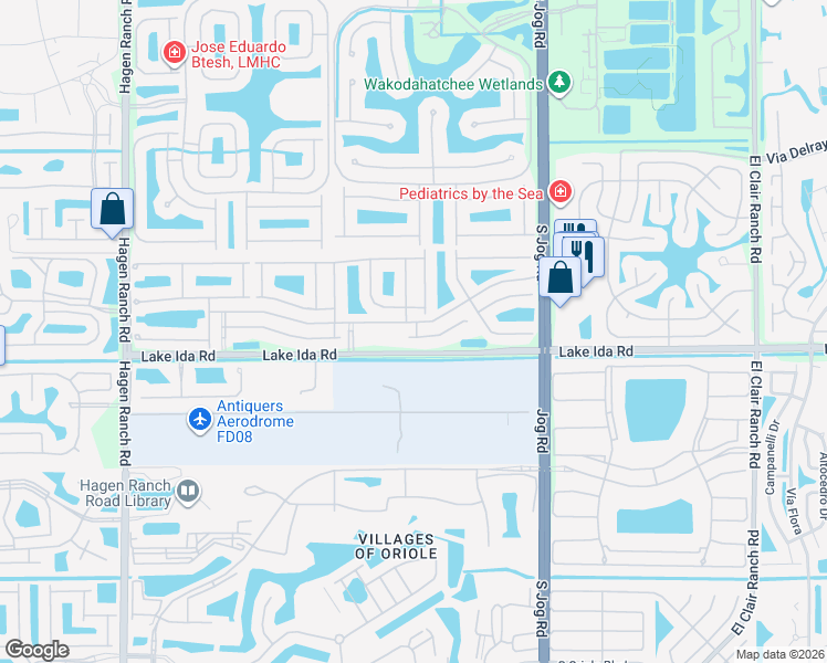 map of restaurants, bars, coffee shops, grocery stores, and more near 13909 Via Nidia in Delray Beach