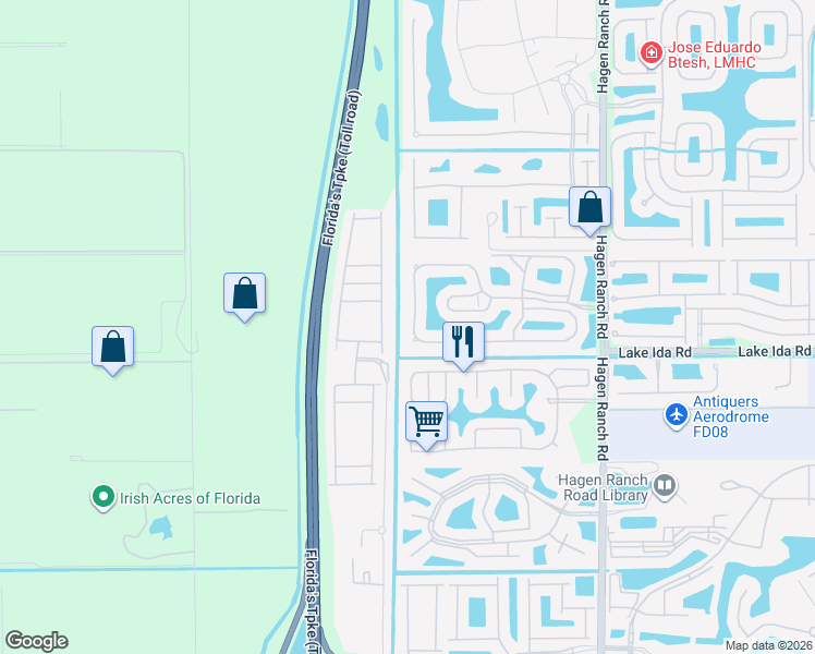 map of restaurants, bars, coffee shops, grocery stores, and more near 7781 Mansfield Hollow Road in Delray Beach