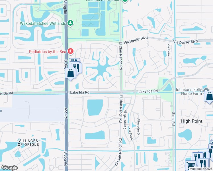 map of restaurants, bars, coffee shops, grocery stores, and more near 6078 Dusenburg Road in Delray Beach