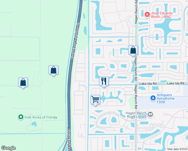 map of restaurants, bars, coffee shops, grocery stores, and more near 7769 Mansfield Hollow Road in Delray Beach