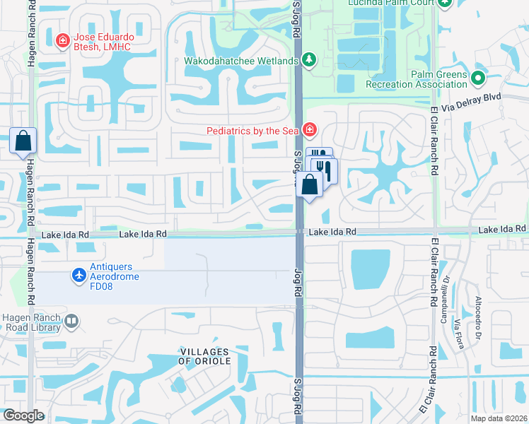 map of restaurants, bars, coffee shops, grocery stores, and more near 6583 Vía Trento in Delray Beach