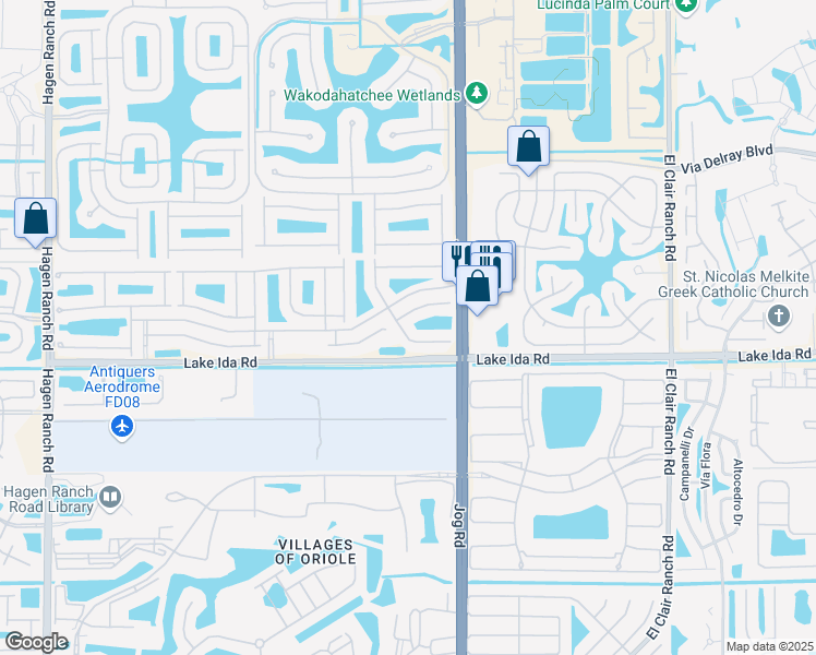 map of restaurants, bars, coffee shops, grocery stores, and more near 6583 Vía Trento in Delray Beach
