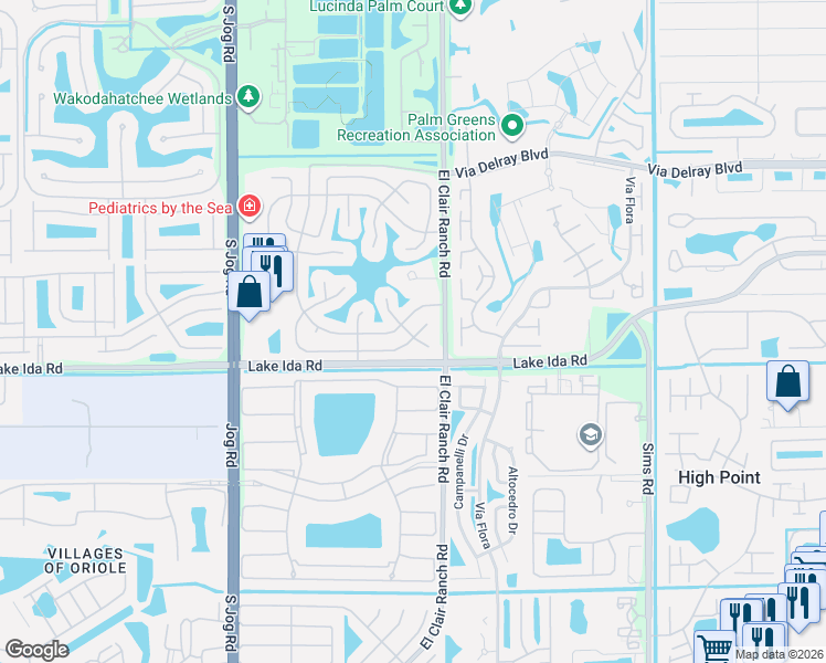 map of restaurants, bars, coffee shops, grocery stores, and more near 6078 Dusenburg Road in Delray Beach