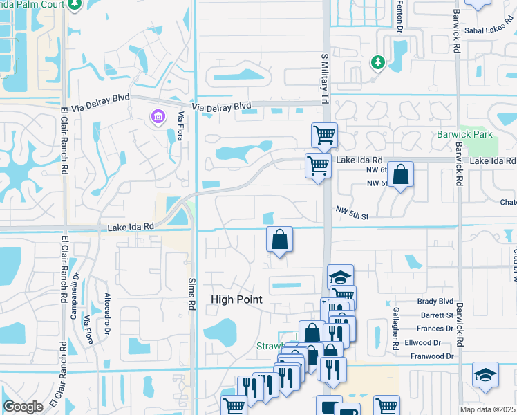 map of restaurants, bars, coffee shops, grocery stores, and more near 5220 Nesting Way in Delray Beach