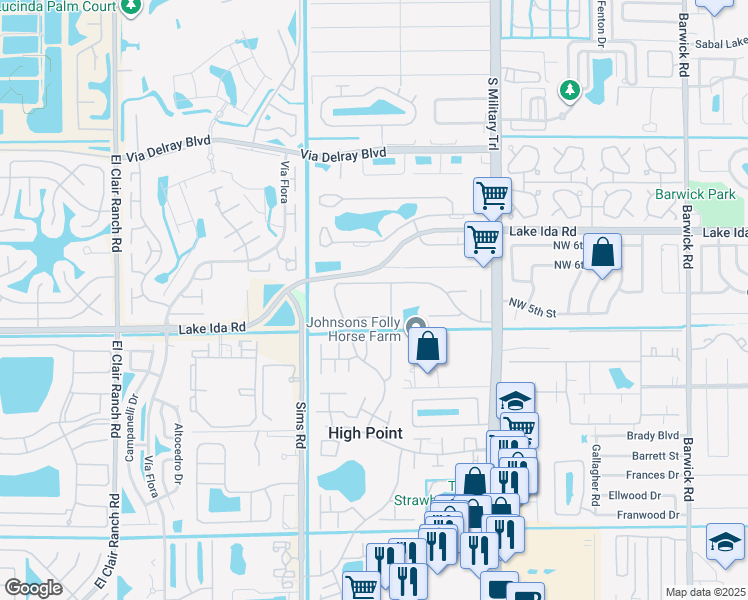 map of restaurants, bars, coffee shops, grocery stores, and more near 359A Nesting Way in Delray Beach