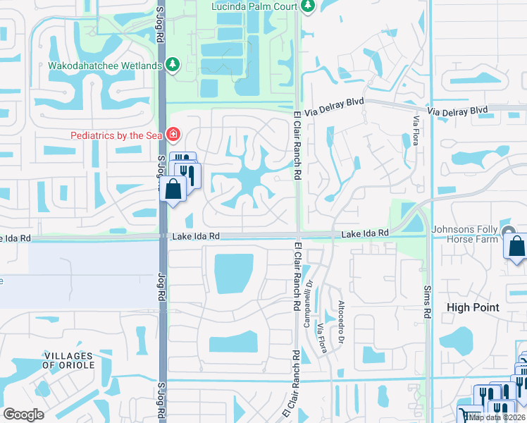 map of restaurants, bars, coffee shops, grocery stores, and more near 6078 Dusenburg Road in Delray Beach
