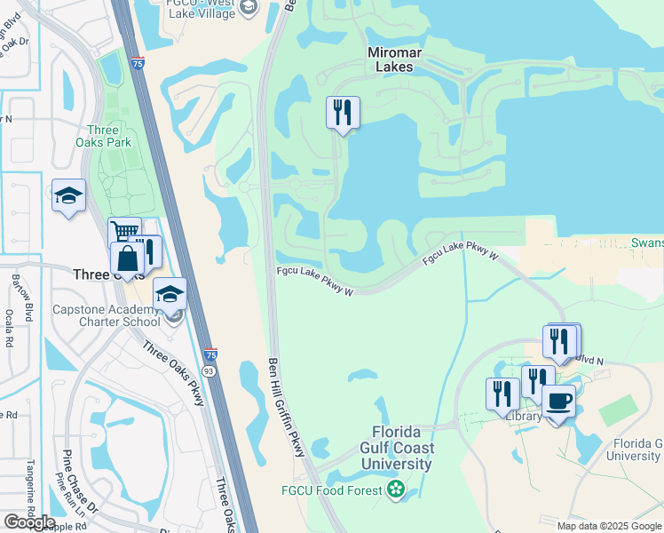 map of restaurants, bars, coffee shops, grocery stores, and more near 18311 Verona Lago Drive in Miromar Lakes