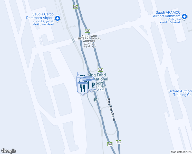 map of restaurants, bars, coffee shops, grocery stores, and more near King Fahd Road in Dammam