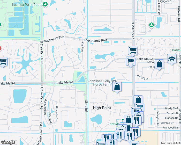 map of restaurants, bars, coffee shops, grocery stores, and more near 13959 Nesting Way in Delray Beach