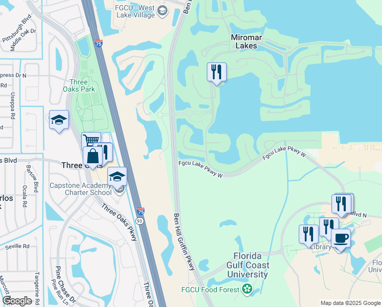 map of restaurants, bars, coffee shops, grocery stores, and more near 1000 Valiant Court in Fort Myers