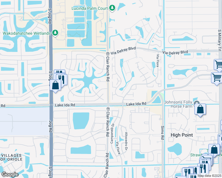 map of restaurants, bars, coffee shops, grocery stores, and more near 6013 Stanley Lane in Delray Beach
