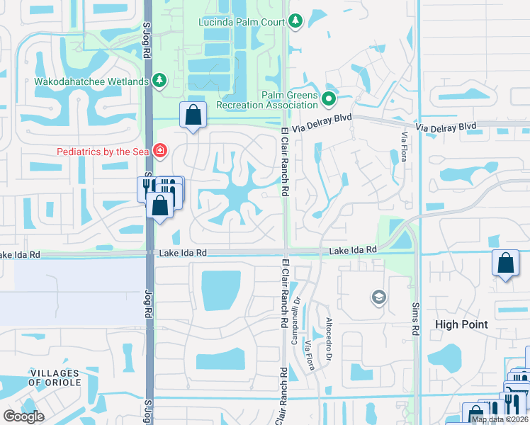 map of restaurants, bars, coffee shops, grocery stores, and more near 13773 Circular Drive in Delray Beach