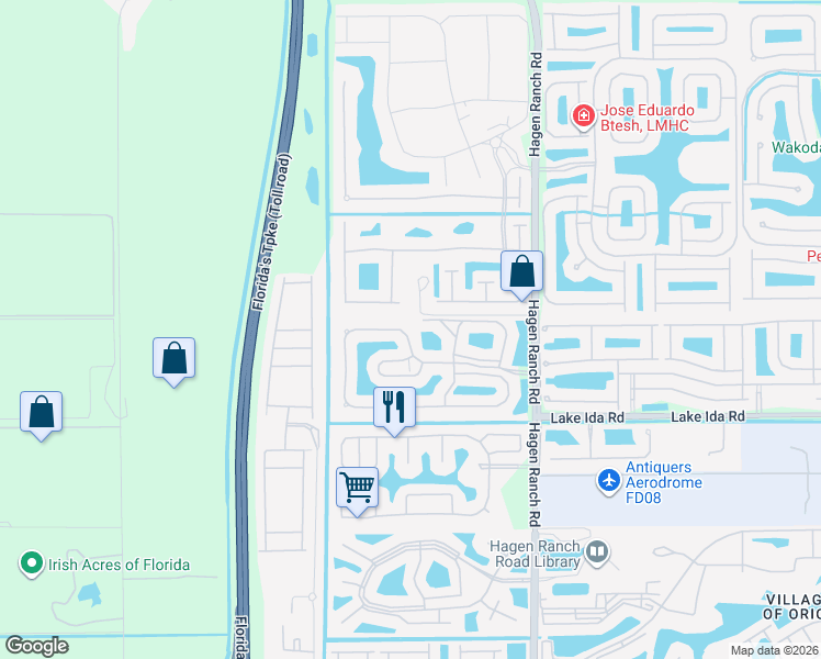 map of restaurants, bars, coffee shops, grocery stores, and more near 7869 Lake Champlain Court in Delray Beach