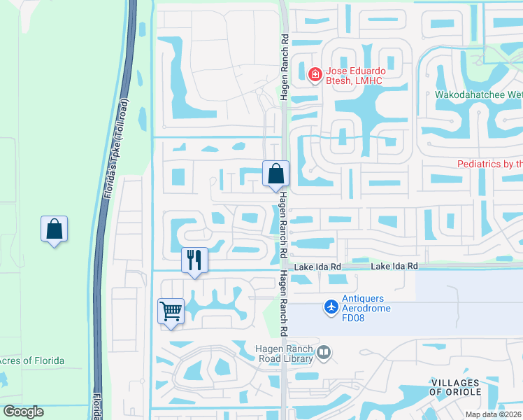 map of restaurants, bars, coffee shops, grocery stores, and more near 13770 Oneida Drive in Delray Beach