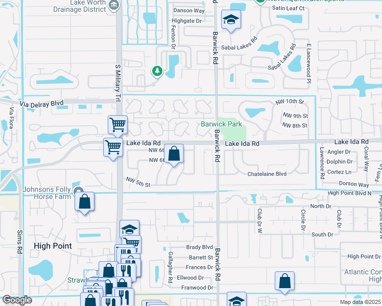 map of restaurants, bars, coffee shops, grocery stores, and more near 638 Northwest 46th Avenue in Delray Beach