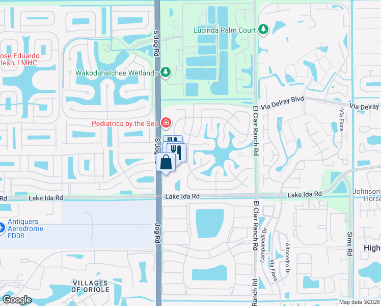 map of restaurants, bars, coffee shops, grocery stores, and more near 6276 Dusenburg Road in Delray Beach