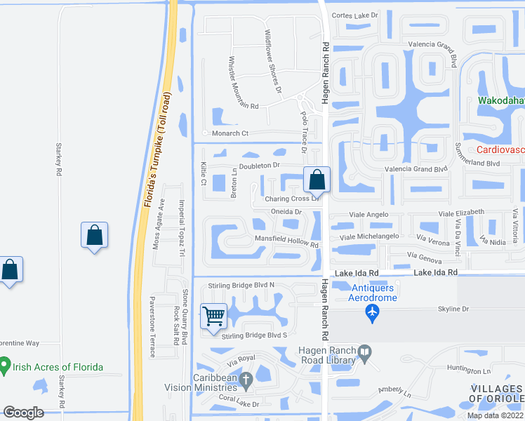 map of restaurants, bars, coffee shops, grocery stores, and more near 7869 Lake Champlain Court in Delray Beach