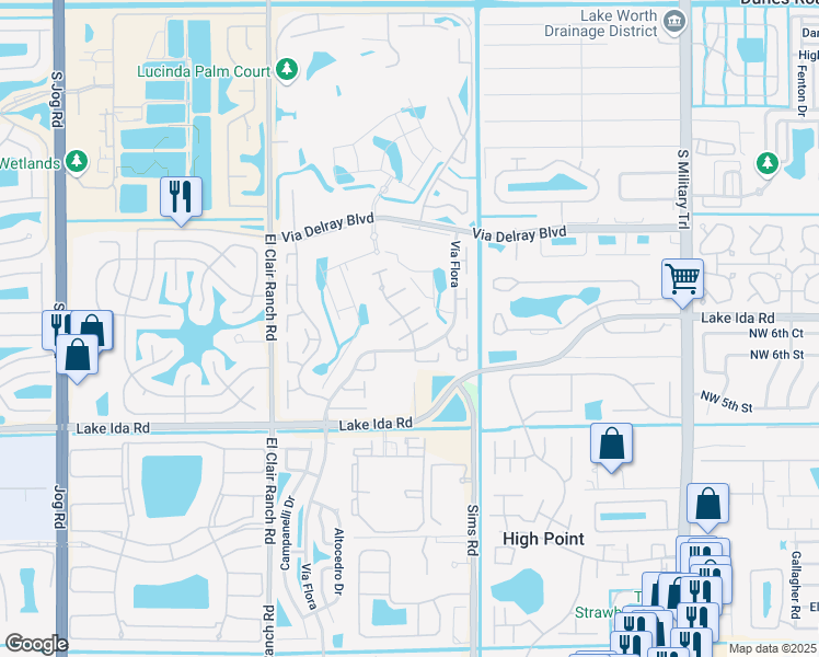 map of restaurants, bars, coffee shops, grocery stores, and more near 13715 Flora Place in Delray Beach